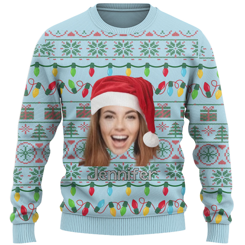 Funny Custom Face Or Logo Ugly Christmas Sweater 2